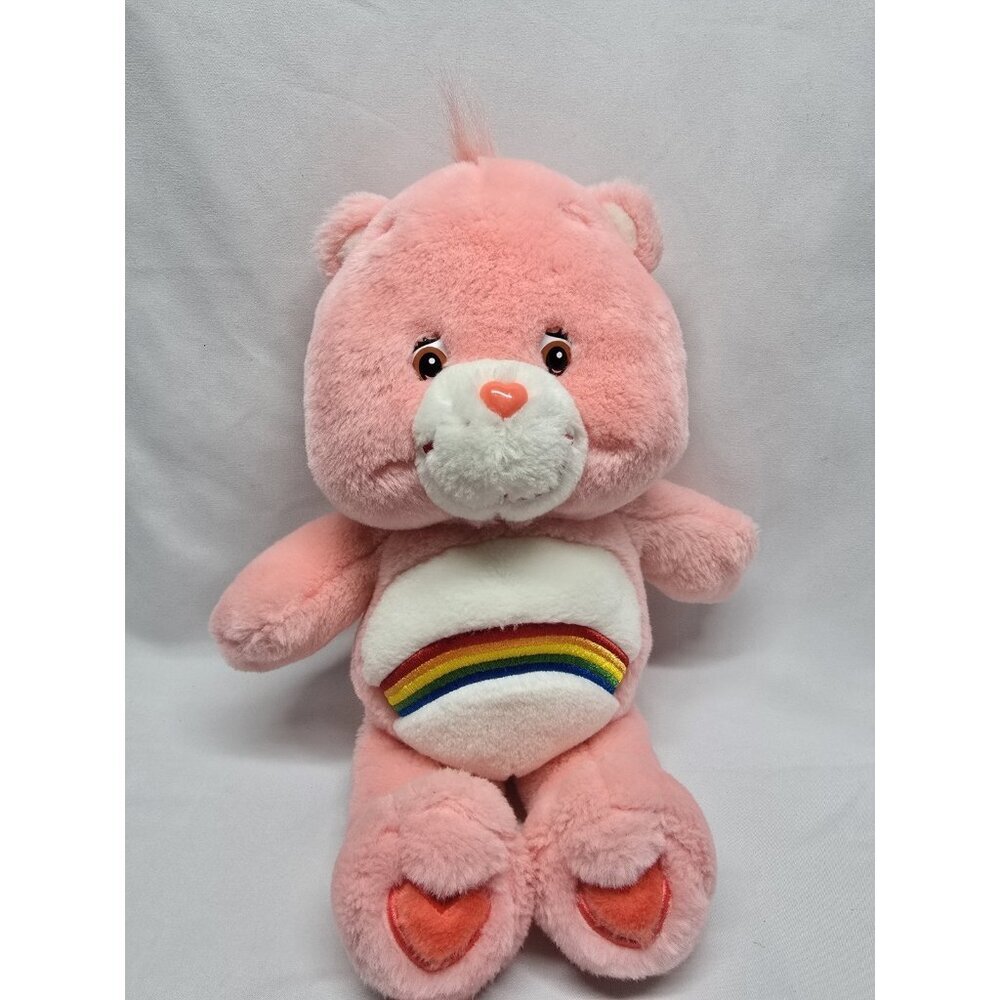 Care Bear Cheer Bear Pink Rainbow Stuffed Bear 13 Inches 2002 Stuffed Toy